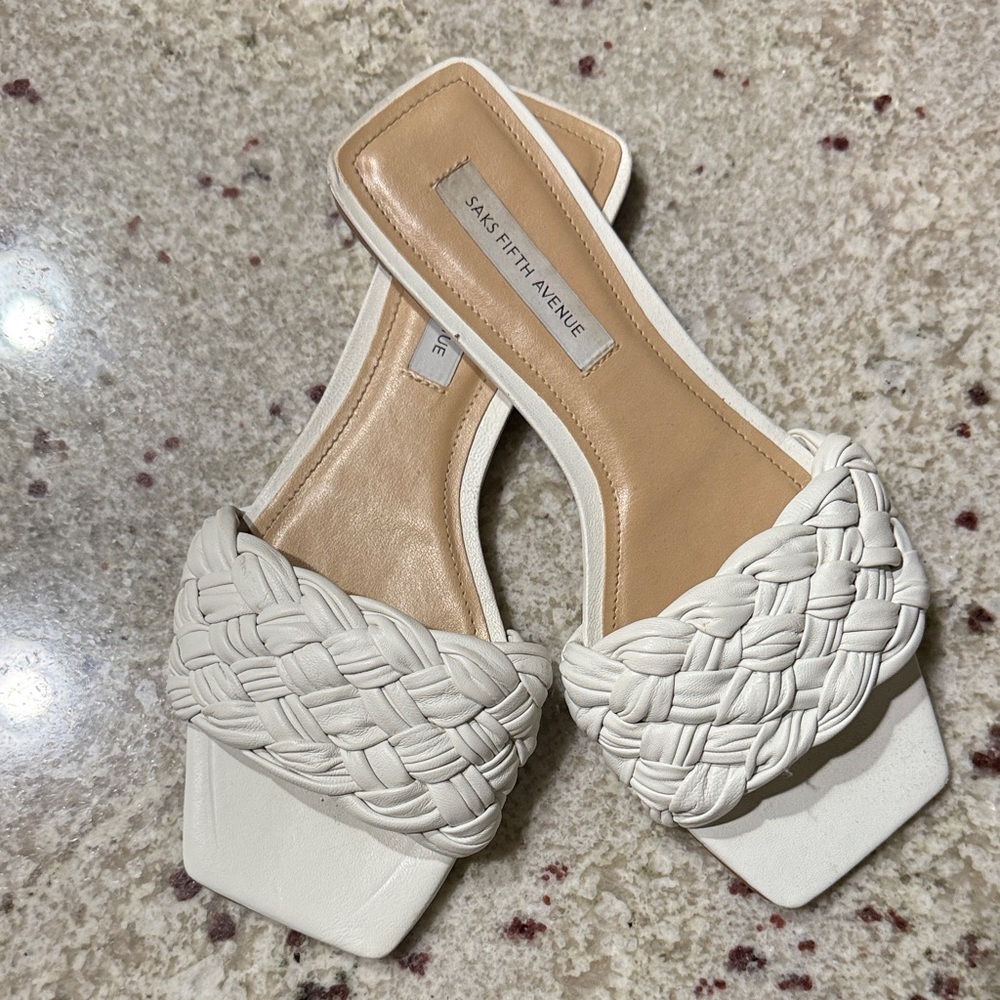 Saks Fifth Avenue Cream Braided Sandals